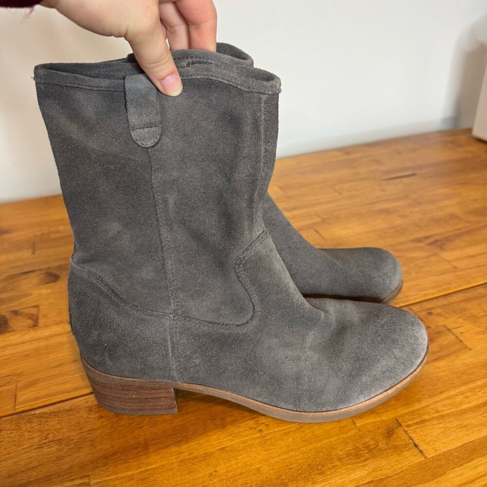 Ugg Rioni Dark Gray Suede Leather Pull On Western Boots Size 7.5